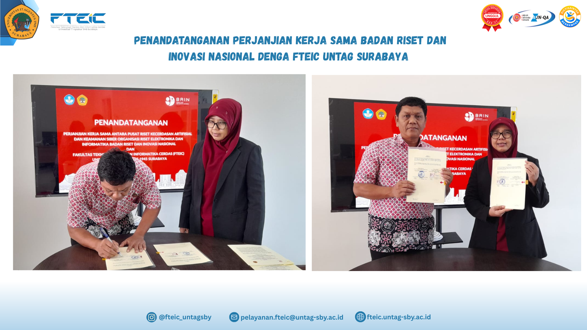 Kerja Sama FTEIC UNTAG Surabaya Dengan Badan Riset dan Inovasi Nasional 