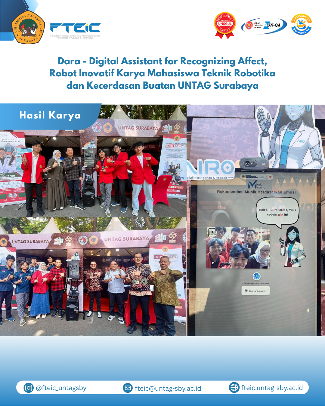 Inovasi Mahasiswa: Dara - Digital Assistant for Recognizing Affect, Robot Inovatif Karya Mahasiswa Teknik Robotika dan Kecerdasan Buatan UNTAG Surabay