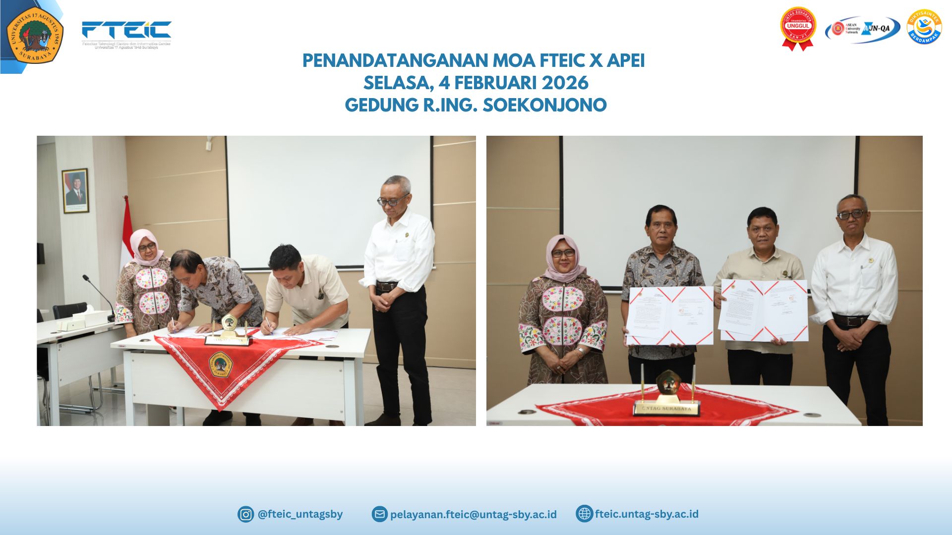 Kerja Sama FTEIC UNTAG Surabaya dengan Asosiasi Profesionalis Elektrikal-Mekanikal Indonesia (APEI) Jawa Timur